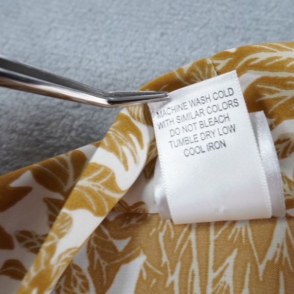 Natori Womens Satin Robe Sz L Long Floral Belted Full Classic Gold White Pockets - Picture 13 of 16